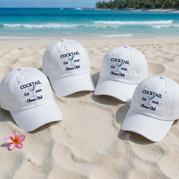 Personalized Cocktail Embroidered Hat, Custom Bachelorette Party Baseball Cap, Matching Group Gift