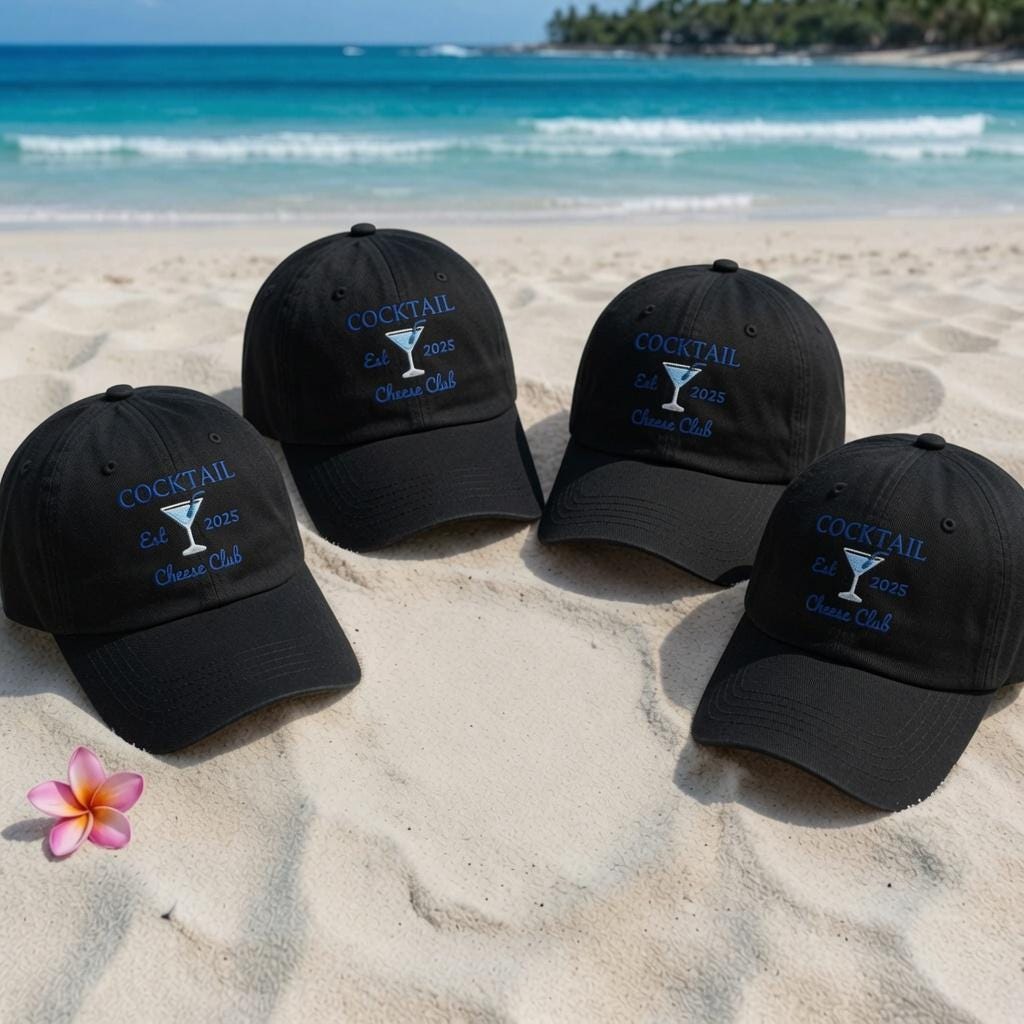 Personalized Cocktail Embroidered Hat, Custom Bachelorette Party Baseball Cap, Matching Group Gift