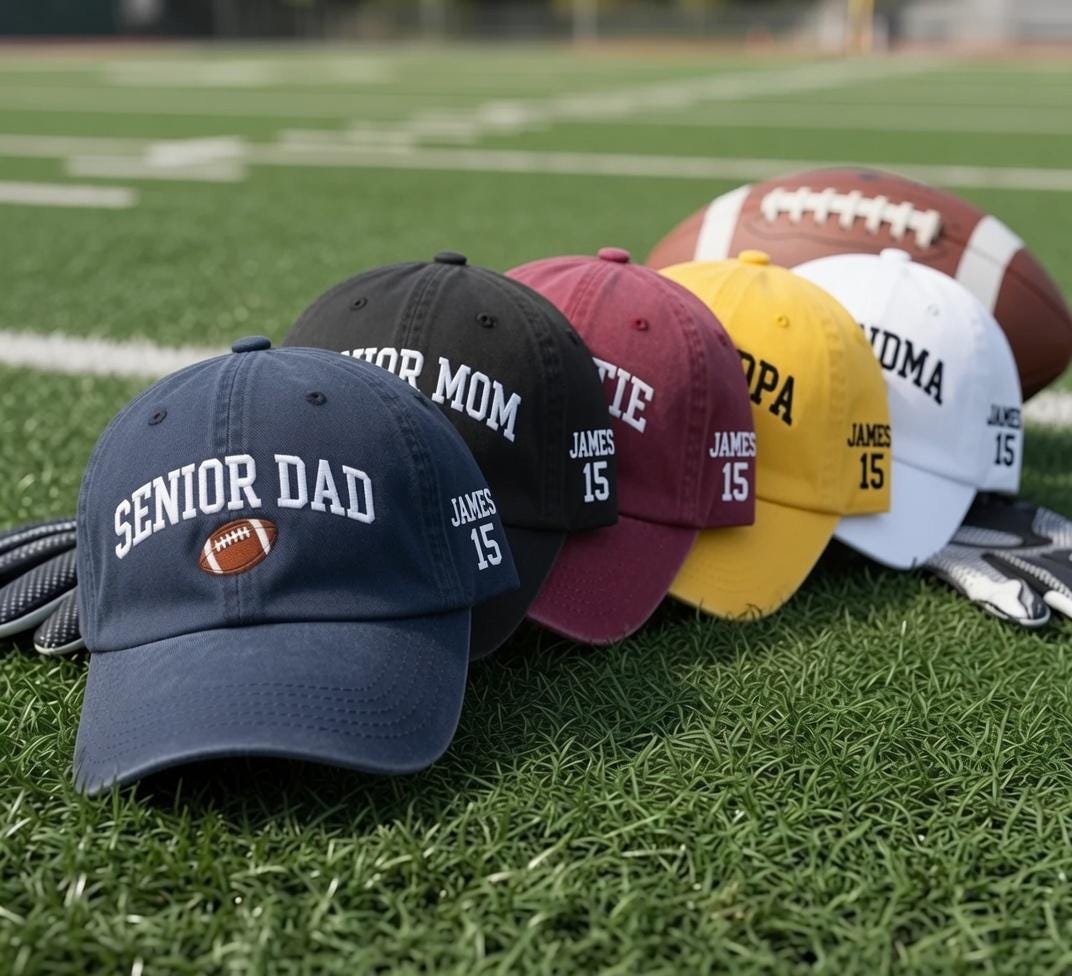 Senior Football Mom & Dad Embroidered Cap - Varsity Senior Night Sports Hat