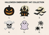 Custom Halloween Multi-Icon Embroidered Hat - Ghost, Pumpkin & Bat Spooky Cap