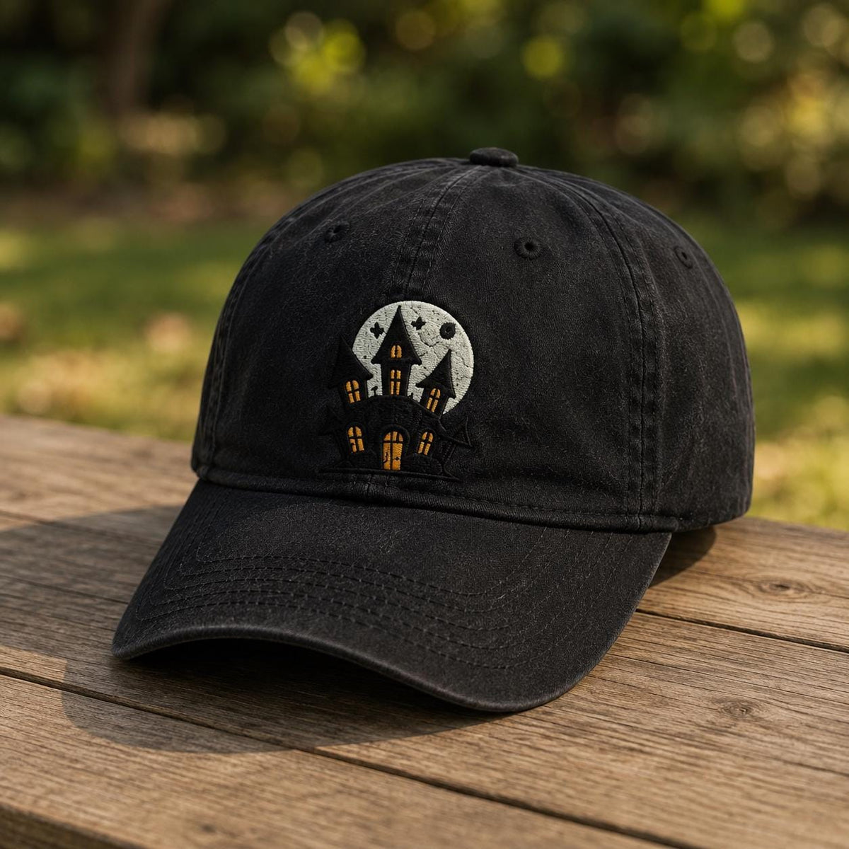 Custom Halloween Multi-Icon Embroidered Hat - Ghost, Pumpkin & Bat Spooky Cap