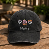 Halloween Ice Cream Embroidered Washed Hat, Vintage Spooky Mama Dada Cap, Retro Pumpkin Ghost Baseball Hat, Halloween Lover Gift
