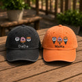 Halloween Ice Cream Embroidered Washed Hat, Vintage Spooky Mama Dada Cap, Retro Pumpkin Ghost Baseball Hat, Halloween Lover Gift