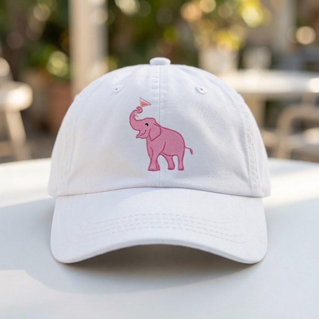 Custom Pink Elephant Hat, Embroidered Animal Cap, Personalized Side Name Hat, Cute Elephant Gift, Custom Baby Shower Hat, Animal Lover Cap