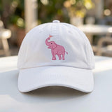 Custom Pink Elephant Hat, Embroidered Animal Cap, Personalized Side Name Hat, Cute Elephant Gift, Custom Baby Shower Hat, Animal Lover Cap