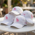 Custom Pink Elephant Hat, Embroidered Animal Cap, Personalized Side Name Hat, Cute Elephant Gift, Custom Baby Shower Hat, Animal Lover Cap