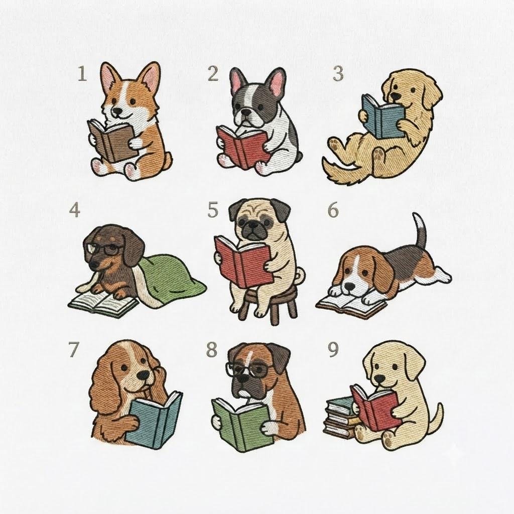 Reading Dog Embroidered Hat, Cute Puppy Book Lover Baseball Cap, Reader Gift