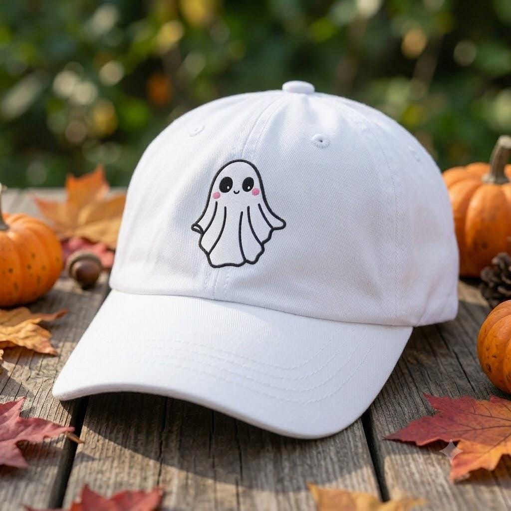 Custom Ghost Dad Hat, Cute Spooky Baseball Cap, Vintage Washed Cotton Fall Hat, Cute Halloween Aesthetic Gift, Cozy Autumn Streetwear