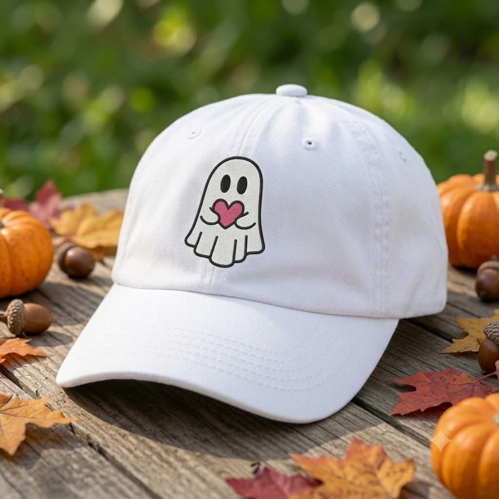 Custom Ghost Dad Hat, Cute Spooky Baseball Cap, Vintage Washed Cotton Fall Hat, Cute Halloween Aesthetic Gift, Cozy Autumn Streetwear