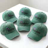 Custom Family Halloween Embroidered Hat, Personalized Witch Hat Mama Dad Brother Sister Baseball Cap, Spooky Season Green Dad Hat Gift