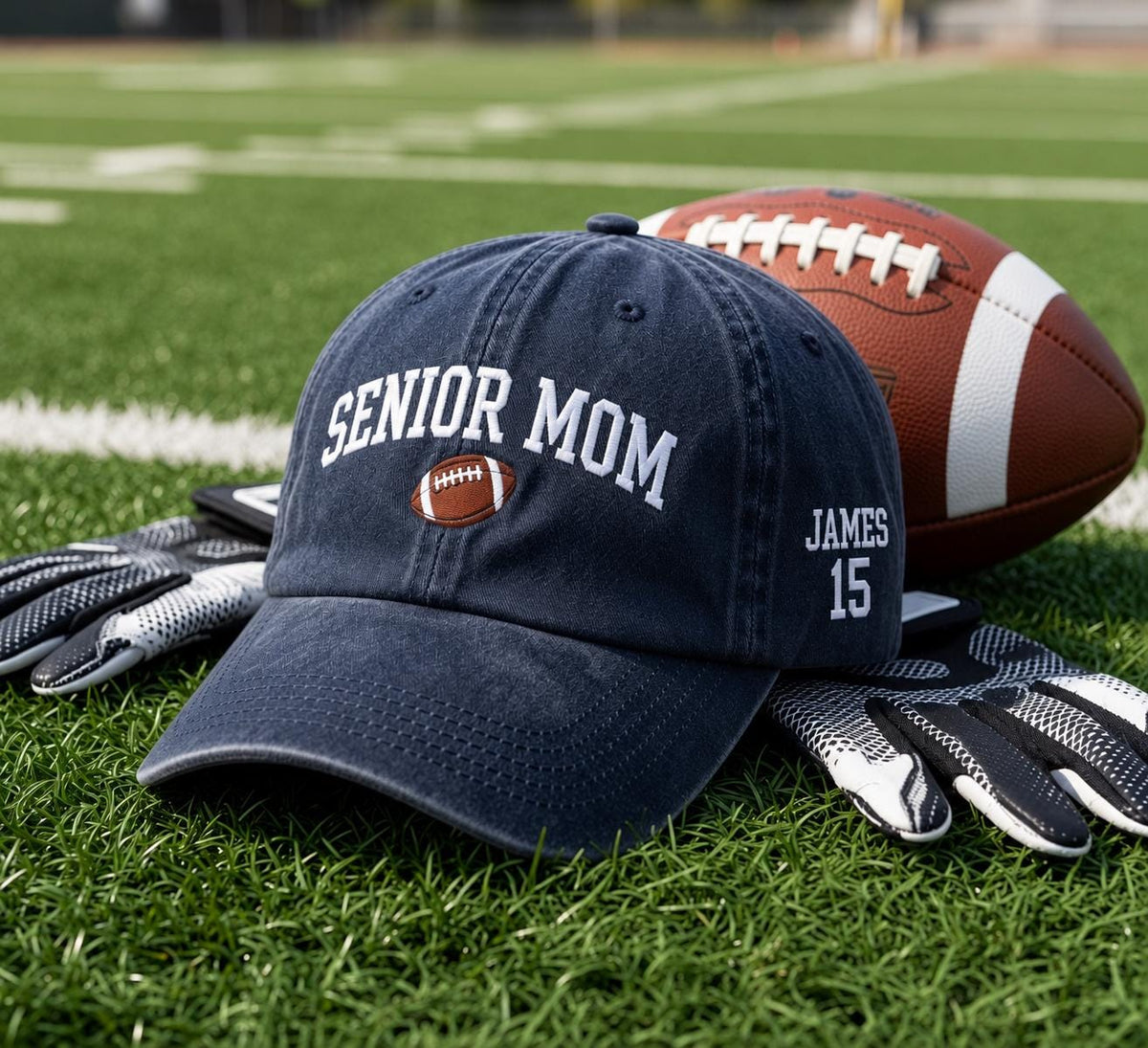 Custom Senior Football Mom Embroidered Hat - Game Day Player Mom Cap