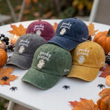 Custom Spooky Season Hat, Embroidered Ghost Cap, Personalized Side Name Hat, Cute Halloween Gift, Fall Aesthetic Dad Hat, Spooky Club Cap