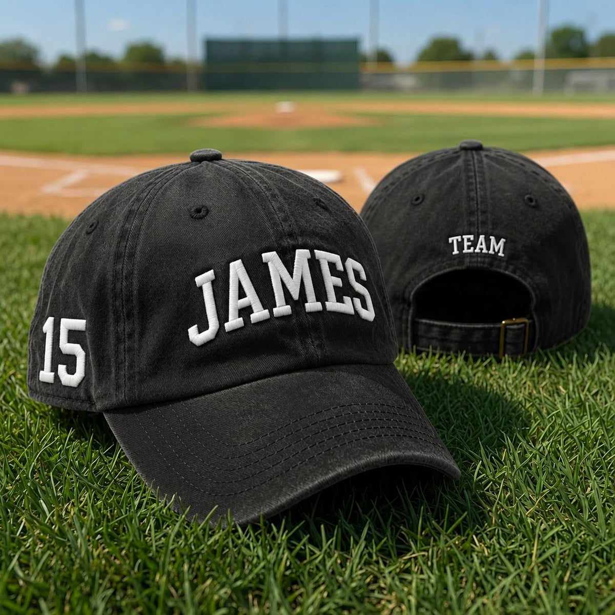 Custom Jersey Number Sports Embroidered Hat - Personalized Team Player & Dad Cap