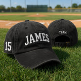 Custom Jersey Number Sports Embroidered Hat - Personalized Team Player & Dad Cap