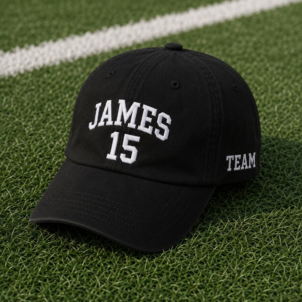 Custom Team Sports Embroidered Hat - Personalized Name & Jersey Number Cap