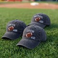 Custom Football Team Name Number Embroidered Dad Cap, Personalized Sports Fan Vintage Baseball Hat, Game Day Group Gift Accessories