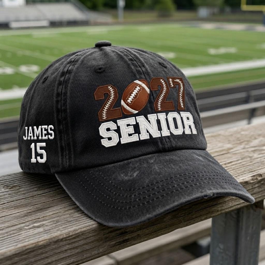 Custom 2027 Senior Football Embroidered Hat - Class of 2027 Game Day Cap