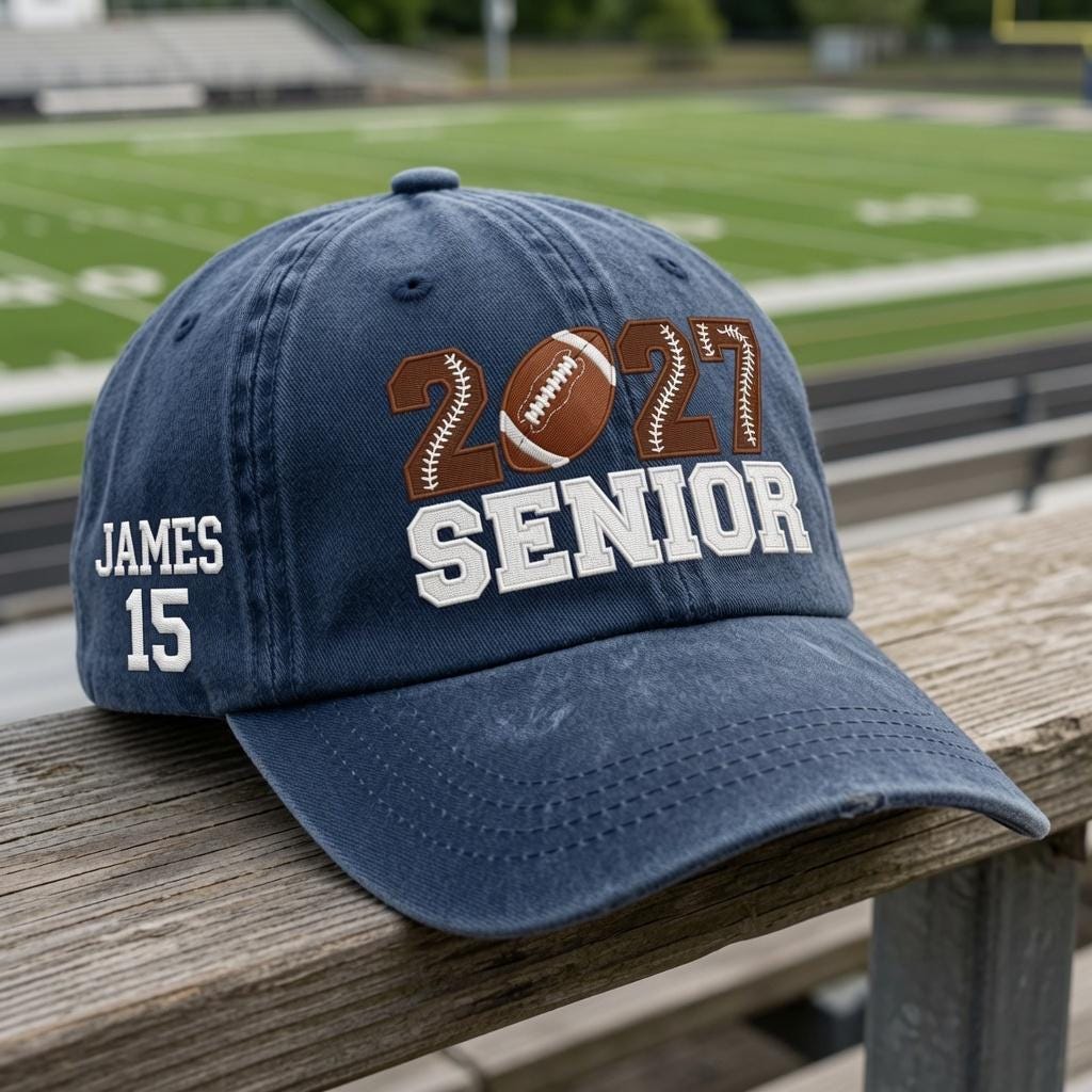 Custom 2027 Senior Football Embroidered Hat - Class of 2027 Game Day Cap