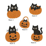Custom Black Cat Pumpkin Embroidered Hat, Cute Halloween Cat White Baseball Cap, Personalized Spooky Season Dad Hat, Cat Lover Gift