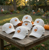 Custom Name Pumpkin Goose Embroidered Hat, Personalized Halloween Duck Baseball Cap, Vintage Washed Cotton Spooky Season Dad Hat Gift