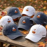 Custom Name Ghost Pumpkin Embroidered Hat, Personalized Halloween Ghost Dad Hat, Cute Spooky Season Baseball Cap, Halloween Gift