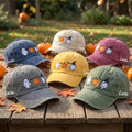 Custom Name Ghost Pumpkin Embroidered Hat, Personalized Halloween Witch Ghost Baseball Cap, Washed Cotton Spooky Season Dad Hat Gift