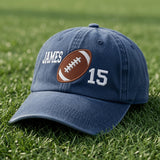 Custom Senior Football Embroidered Hat - Varsity Player Name & Number Cap
