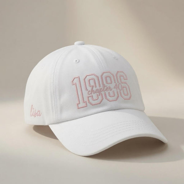 Personalized Birthday Chapter Embroidered Hat, Custom Age Baseball Cap, Milestone Birthday Gift