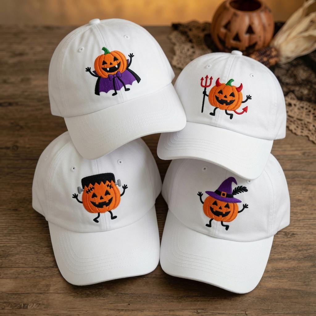 Custom Pumpkin Embroidered Halloween Hat, Cute Witchy Fall Baseball Cap, Autumn Gift