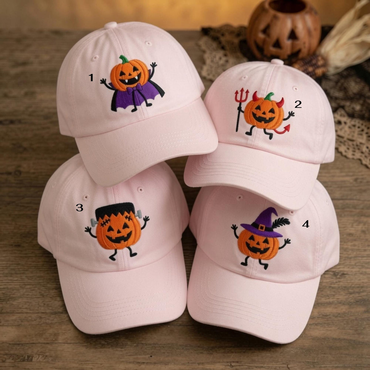 Custom Pumpkin Embroidered Halloween Hat, Cute Witchy Fall Baseball Cap, Autumn Gift