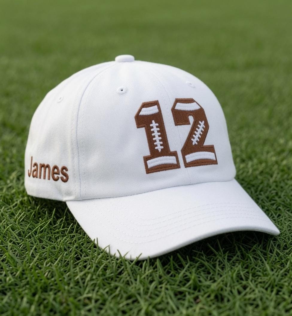 Custom Football Number Embroidered Cap, Personalized Sports Name Baseball Hat, Game Day Team Fan Group Gift Accessories