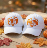 Halloween Mama & Papa Embroidered Hat - Spooky Pumpkin Fall Parent Cap