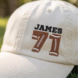 Custom Football Number Hat, Personalized Jersey Number Cap, Embroidered Name Number Dad Hat, Football Player Gift, Team Spirit Baseball Cap