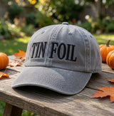 Tin Foil Embroidered Hat, Funny Tin Foil Hat Meme Baseball Cap, Conspiracy Theory Vintage Washed Cotton Dad Hat, Sarcastic Humor Gift