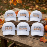 Custom Spooky Mama Embroidered Hat, Personalized Halloween Mom White Baseball Cap, Cute Spider Web Dad Hat, Spooky Season Gift for Her