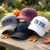 Tin Foil Embroidered Hat, Funny Tin Foil Hat Meme Baseball Cap, Conspiracy Theory Vintage Washed Cotton Dad Hat, Sarcastic Humor Gift