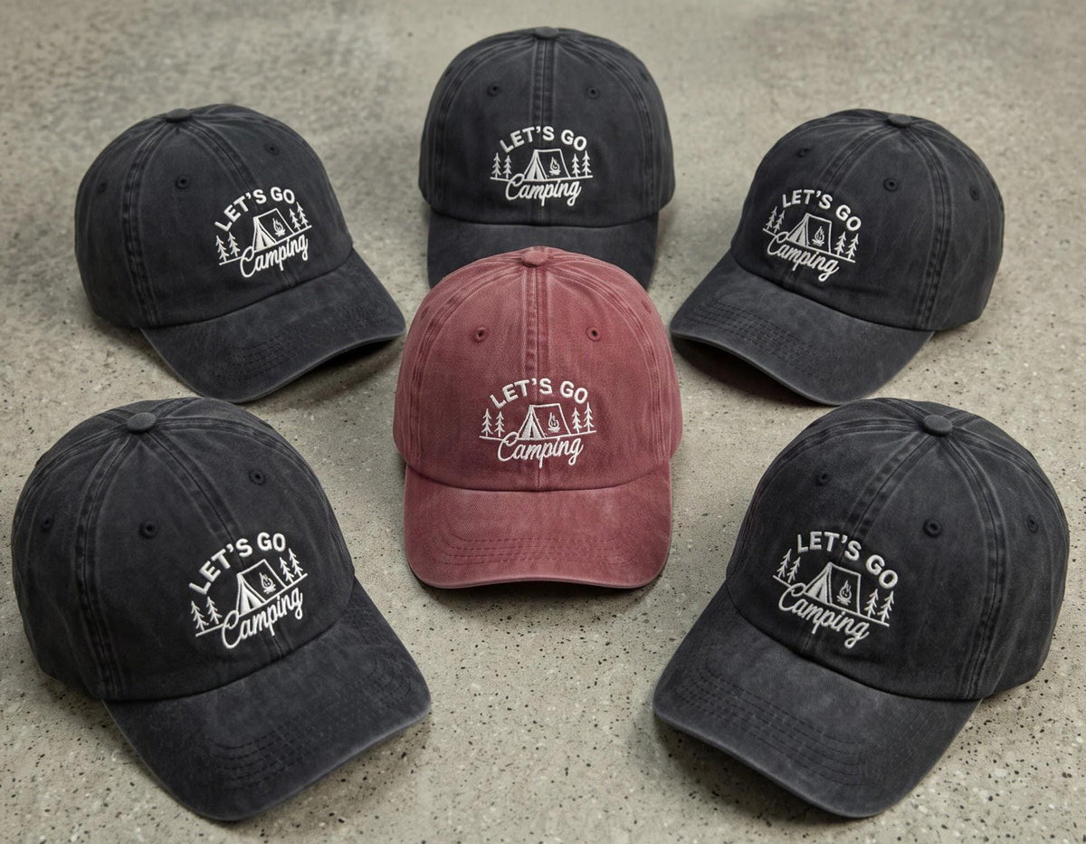 Custom Camping Embroidered Hat, Personalized Location and Year Baseball Cap, Outdoor Trip Gift