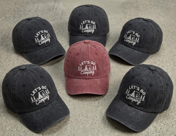 Custom Camping Embroidered Hat, Personalized Location and Year Baseball Cap, Outdoor Trip Gift