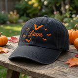 Custom Name Halloween Bat Embroidered Dad Hat