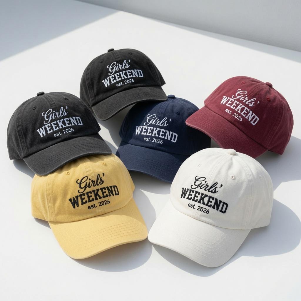 Custom Girls Weekend Est 2026 Embroidered Hat, Personalized Girls Trip Baseball Cap, Matching Bachelorette Group Dad Hat, Besties Gift Cap