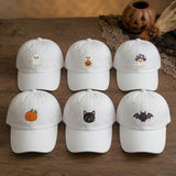 Mini Halloween Icons Embroidered Hat, Ghost Pumpkin Black Cat Baseball Cap, Spooky Gift