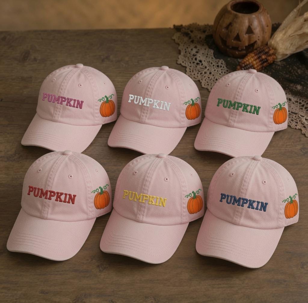 Personalized Pumpkin Halloween Embroidered Hat, Custom Matching Fall Baseball Cap, Family Gift