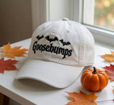 Custom Goosebumps Bats Embroidered Hat, Spooky Halloween Season Baseball Cap, Halloween Bats Dad Hat, Horror Ghost Gift Cap
