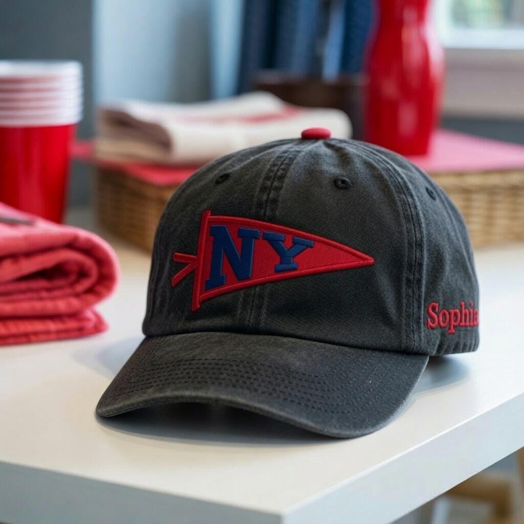 Embroidered Custom Team Baseball Cap, Hat for Game Day Fans, Game Day Apparel, Sports Team Hat, Team Mascot Script Embroidered Cap