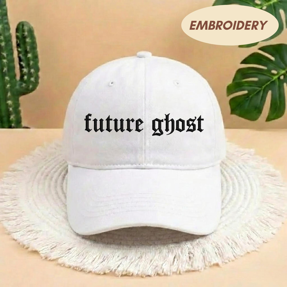Future Ghost Embroidered Hat - Spooky Gothic Halloween Dad Cap