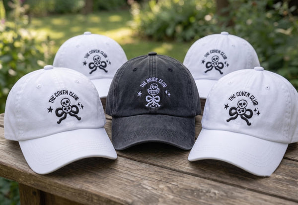 Witchy Bridal Party Embroidered Hat, Custom Halloween Bachelorette Baseball Cap, Girls Trip Gift