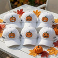 Cute Pumpkin Face Embroidered Hat - Spooky Halloween Jack-o'-Lantern Cap