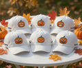 Custom Spooky Expression Pumpkin Hat - Halloween Jack-o'-Lantern Dad Cap