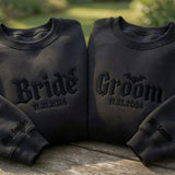 First Halloween Bride Groom Bachelorette Embroidered Shirt, Custom Matching Couple Shirts, Personalized Halloween Wedding Tee, Newlywed Gift