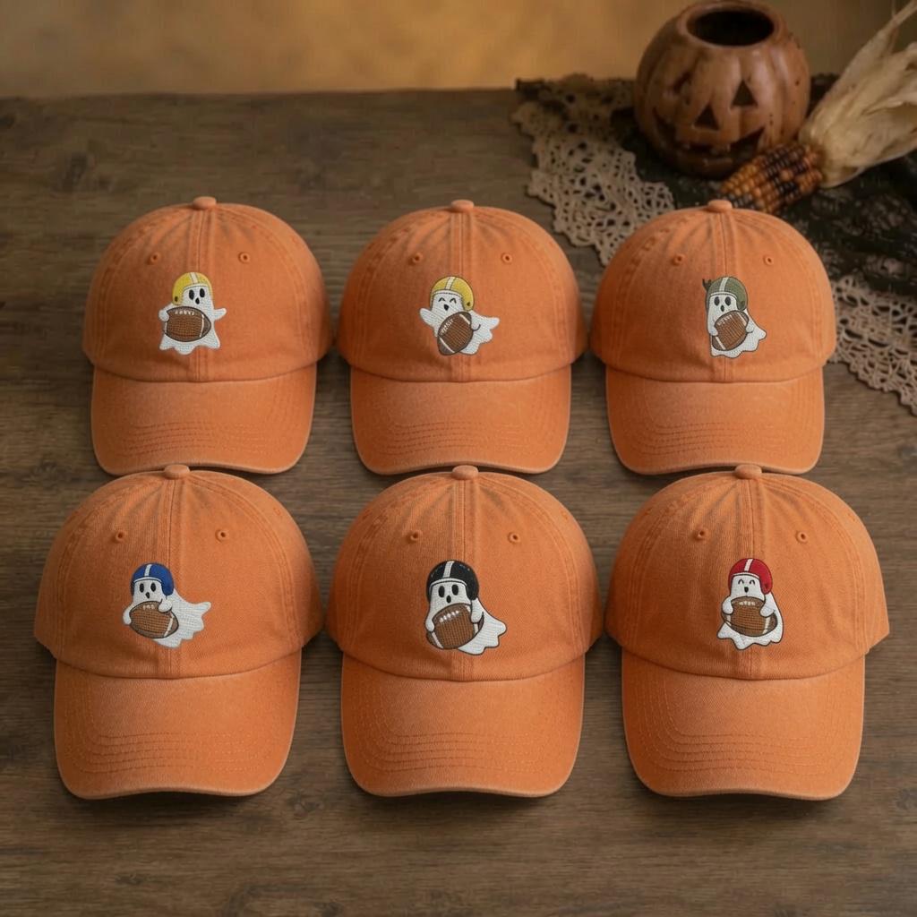 Sports Ghost Embroidered Hat, Funny Halloween Basketball Baseball Cap, Game Day Gift